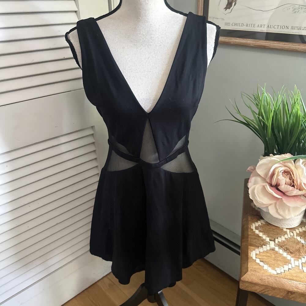 bebe Elegant Black Mesh Mini Dress